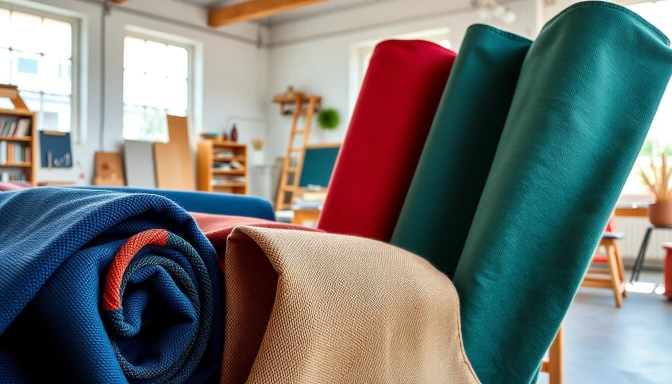 Creëer prachtige projecten met canvas stoffen in een lichte, uitnodigende werkplaats.