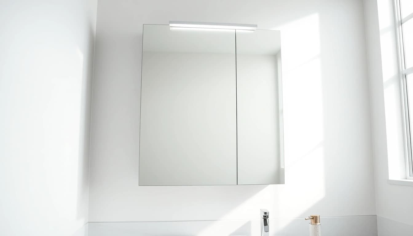 Enhance your bathroom with this stylish bathroom cabinet with mirror and light, showcasing sleek designs and bright illumination.