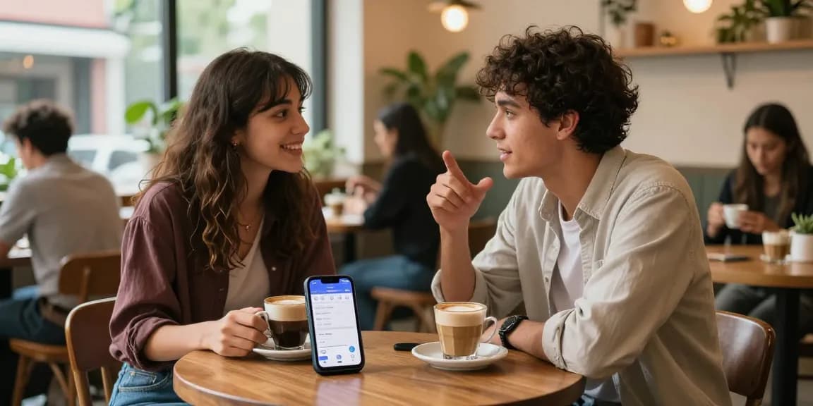 Couple enjoying a date while browsing a dating app, capturing the modern crush on conversation.