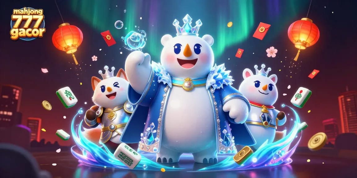 Engage with mahjong 777 gacor through a dynamic 3D casino illustration showcasing vibrant elements.