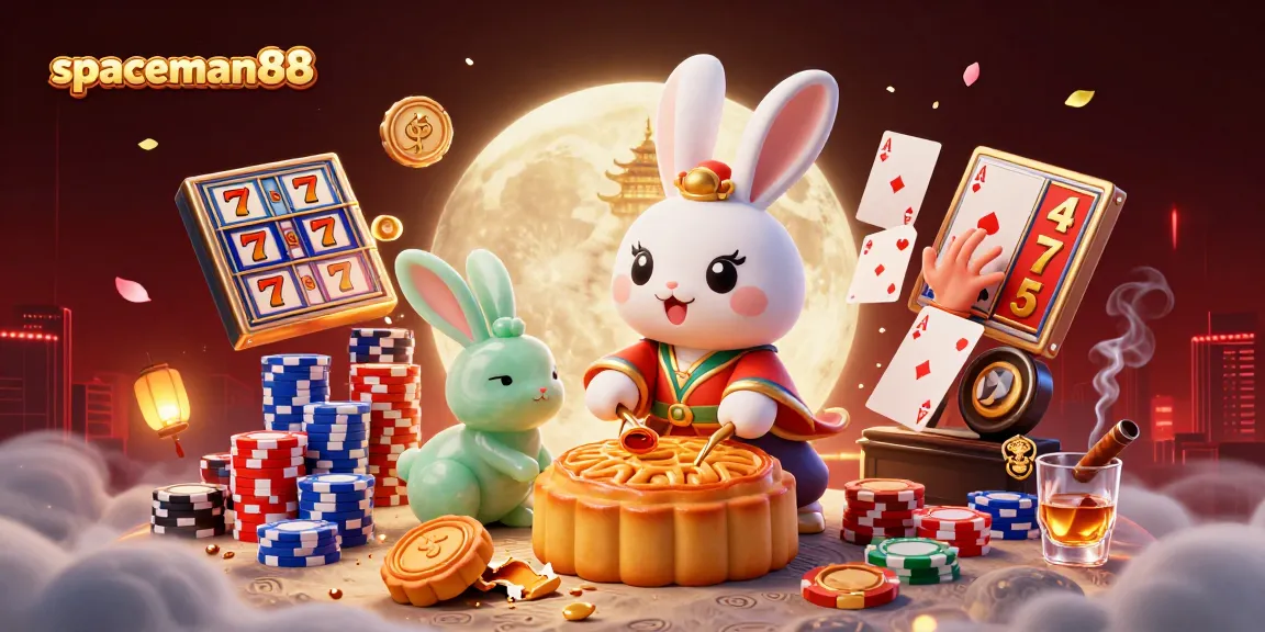 Experience the thrills of spaceman88 with a captivating casino scene featuring vibrant slot reels and poker chips.