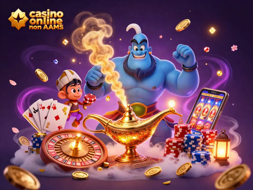 Scopri i migliori casino online non AAMS attraverso un'illustrazione 3D vibrante e dettagliata.
