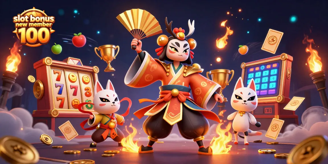 Experience the excitement of slot bonus new member 100 with vibrant 3D characters and dynamic game elements.