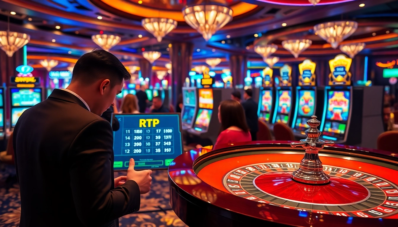 Engaged players analyzing rtp pragmatic play metrics while enjoying a luxurious casino experience.