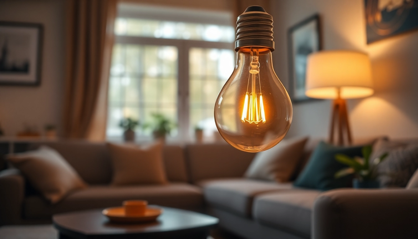 A19 bulb glowing gently in a stylish room, representing what is an a19 bulb in a cozy atmosphere.