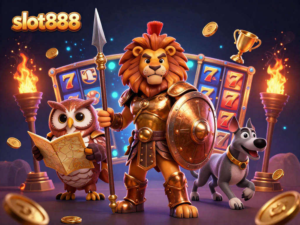 Mainkan slot888 dengan simbol keberuntungan dan jackpot yang berkilau.