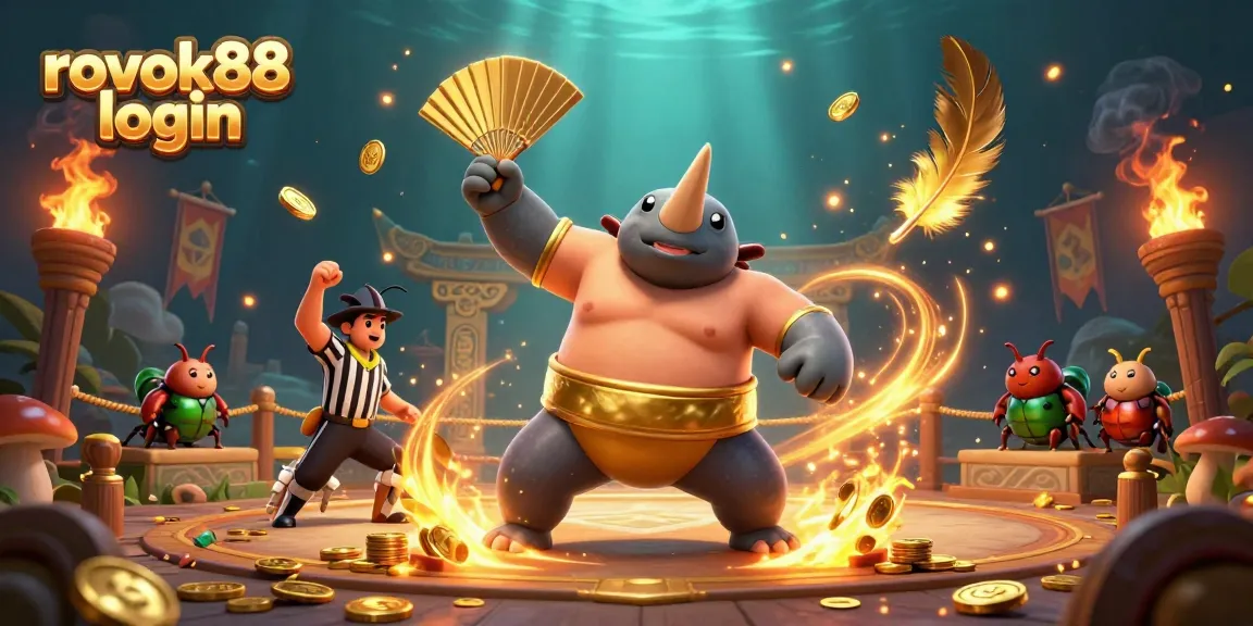 Experience exciting gameplay with rokok88 login as a powerful beetle champion unleashes golden coins.