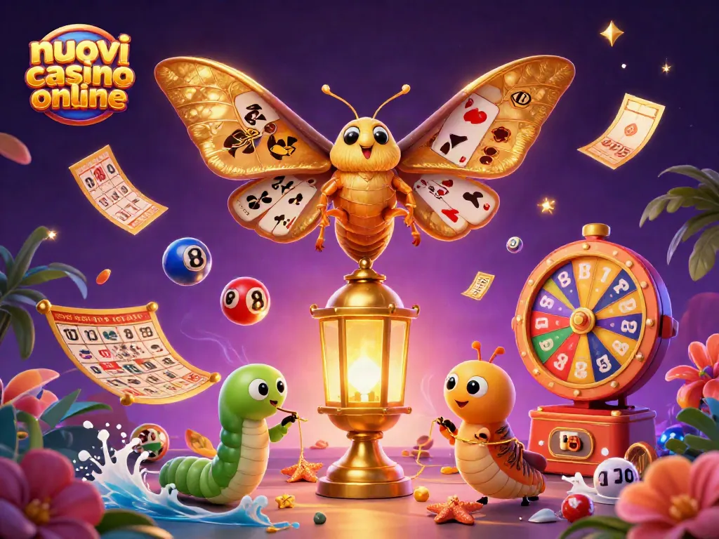 Scopri i nuovi casinò online attraverso una vibrante illustrazione 3D con lotterie e giochi coinvolgenti.