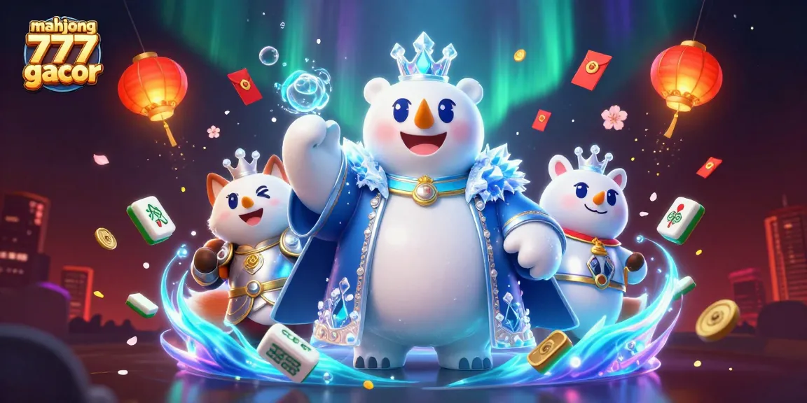 Engage with mahjong 777 gacor through a dynamic 3D casino illustration showcasing vibrant elements.
