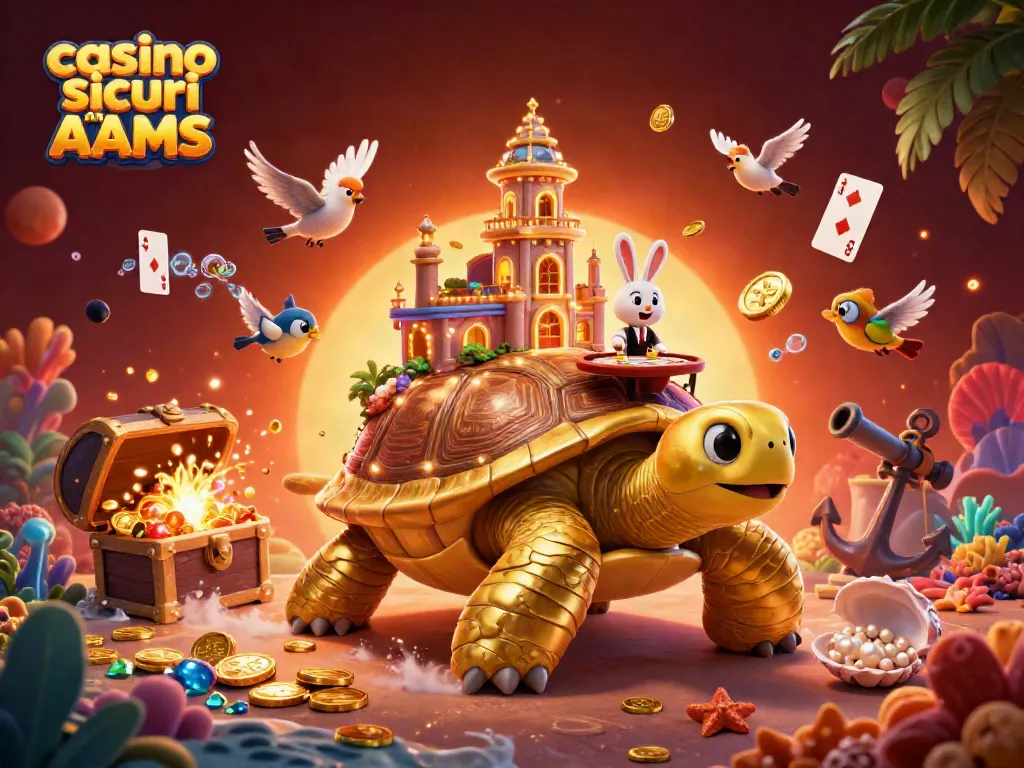 Esplora i casinò sicuri non AAMS con la tartaruga d'oro e il tavolo del coniglio che offre giochi emozionanti.