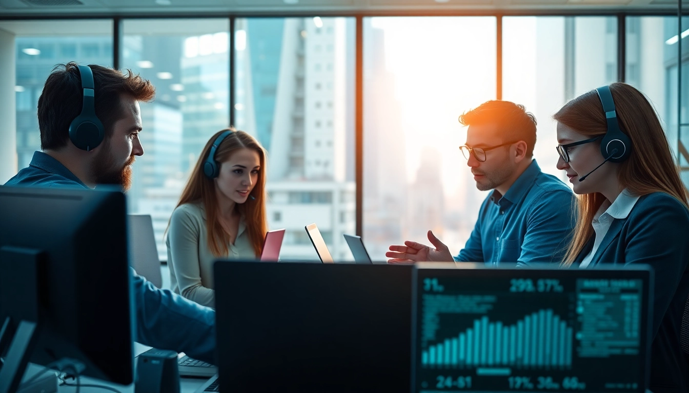 Managed IT services near me featuring a professional IT support team in vibrant office collaboration.
