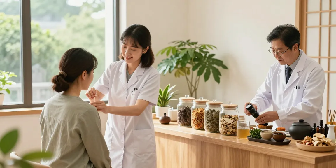 Healing treatment at 수원한의원 featuring acupuncturist and herbalist in soothing clinic.