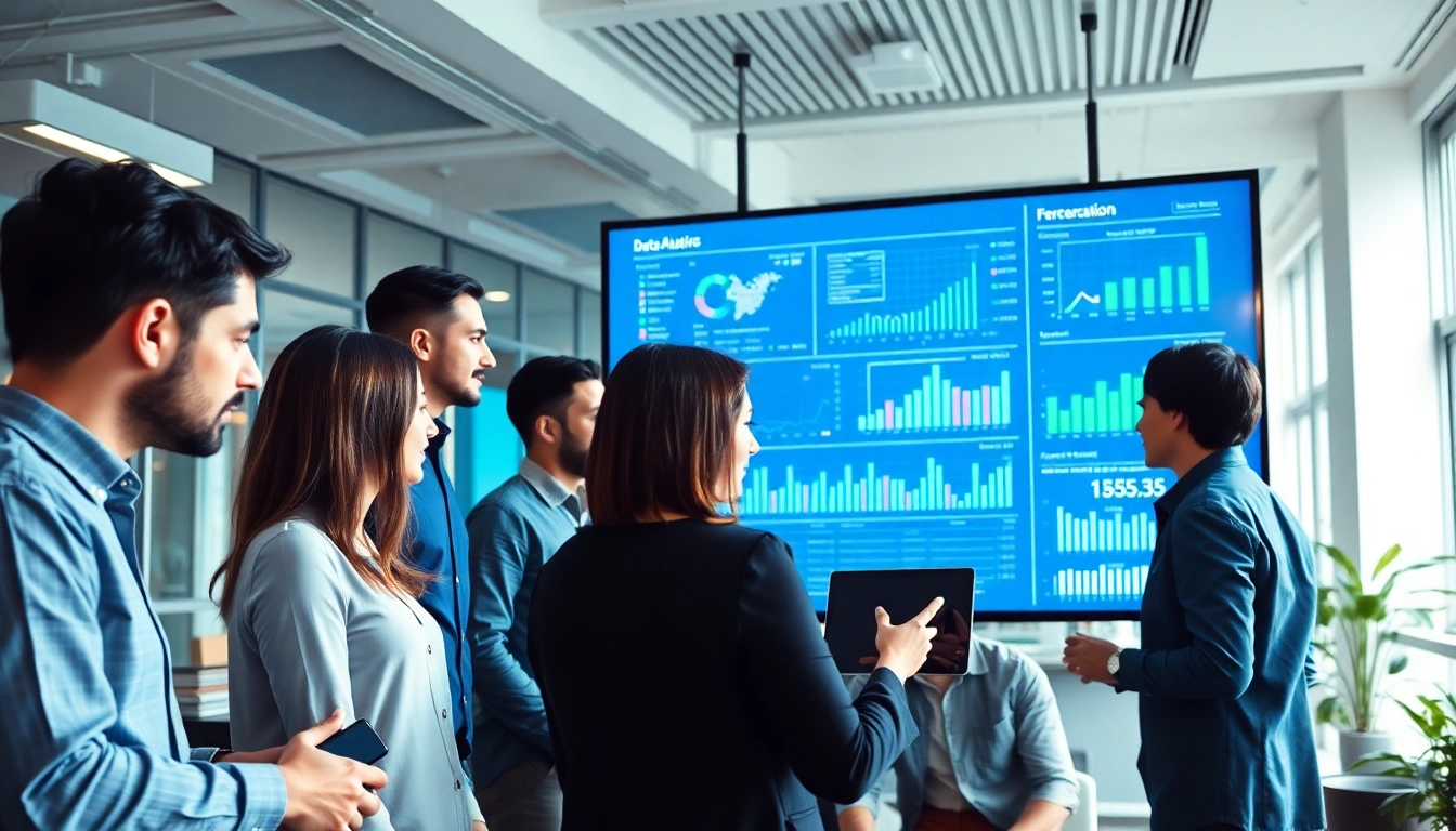 Collaboration in demand forecasting research with diverse professionals analyzing data and strategy.