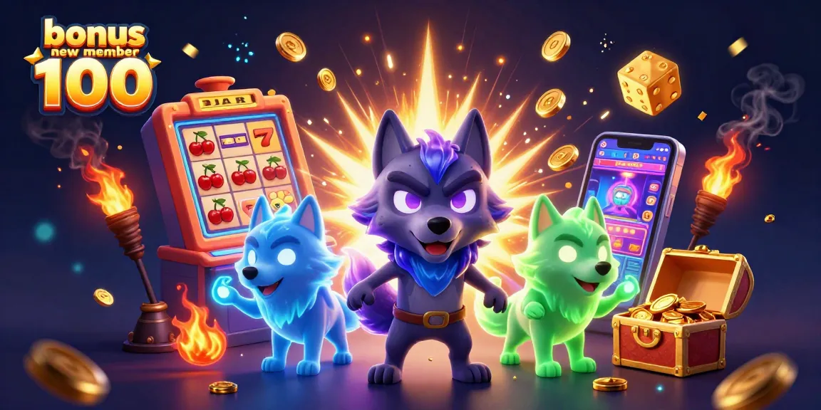Boost your winnings with bonus new member 100 in this vibrant casino scene packed with excitement.