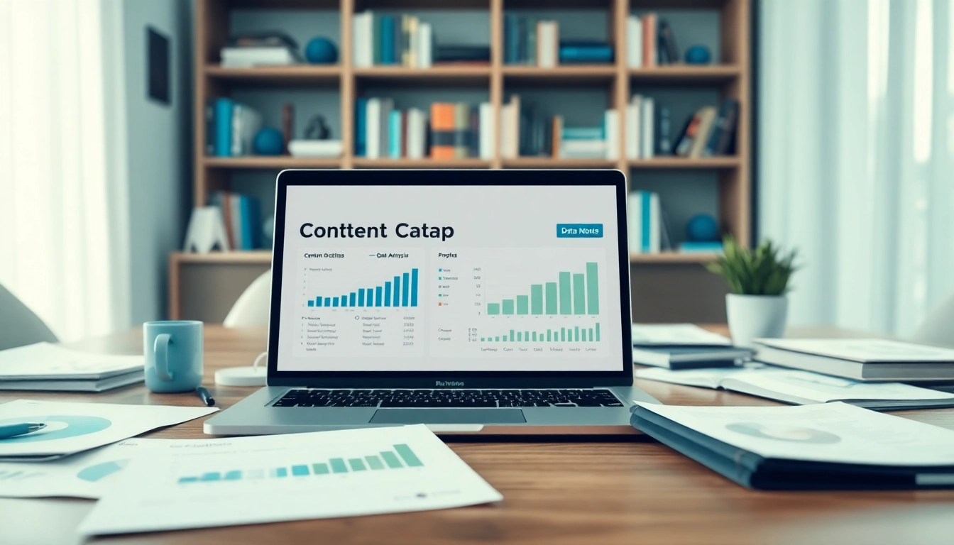 Visual representation of Content Gap Analysis on a professional data workspace, highlighting digital marketing strategies.
