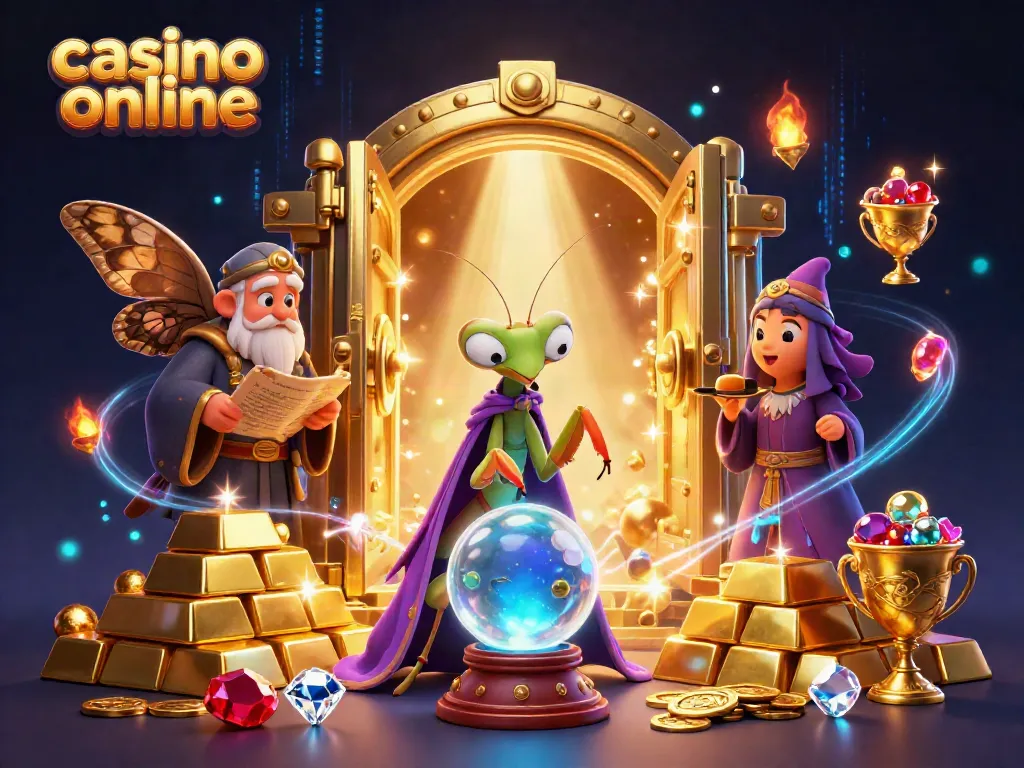 Disfruta de una experiencia vibrante en un casino online, donde prósperos personajes de juegos rodeados de tesoros brillantes cobran vida.