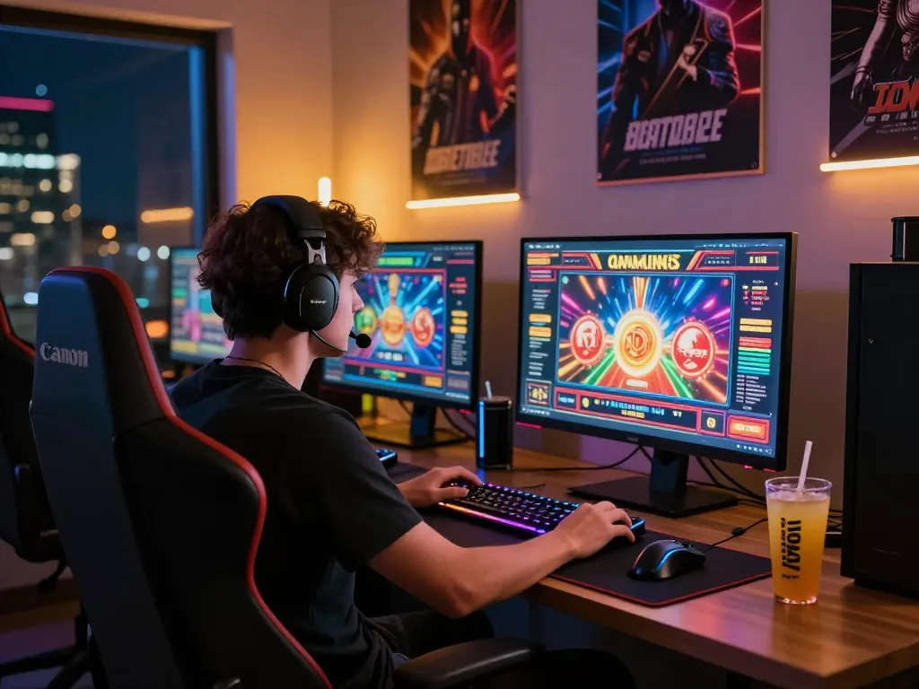 Immersive hubet88 online gaming experience with vibrant casino visuals and energetic atmosphere.