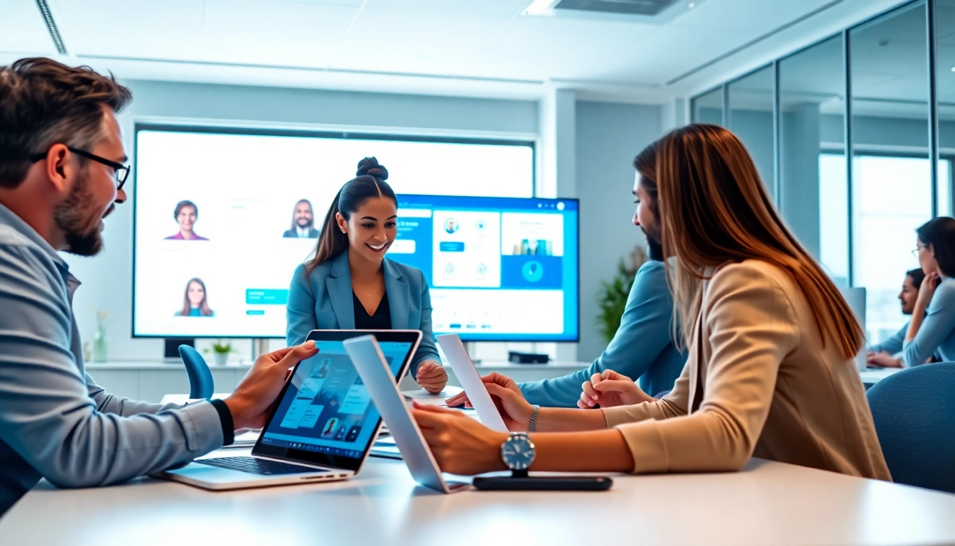 Streamline tasks using enterprise assistant software with team engagement in a modern workspace.