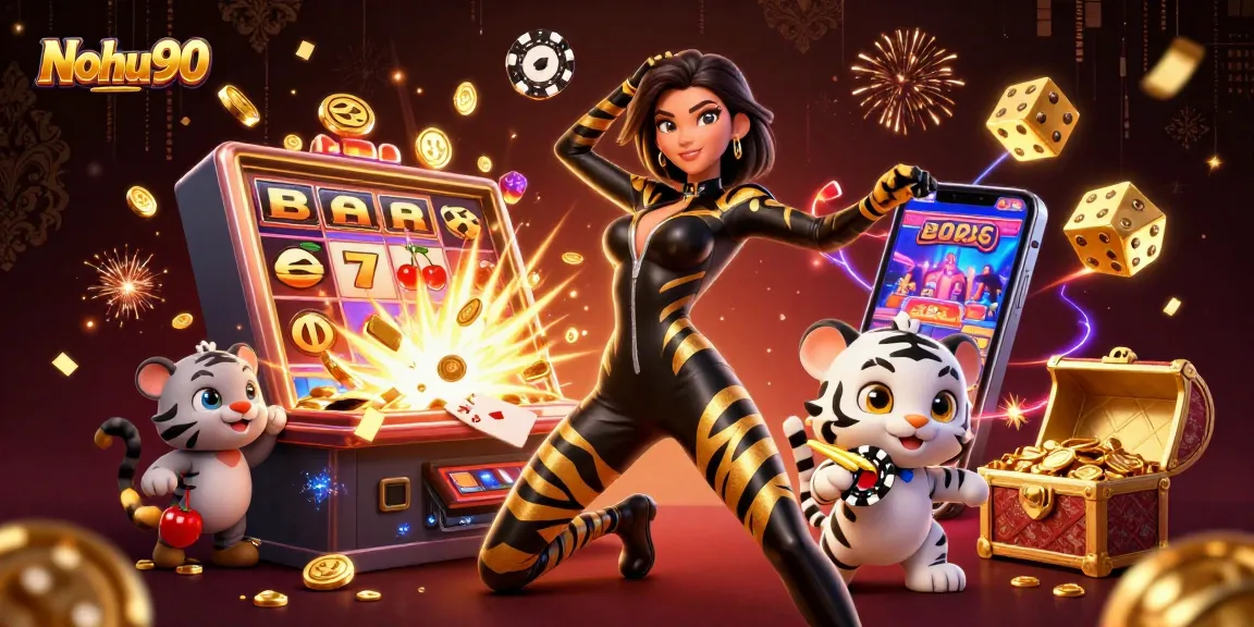 Nohu90 players enjoying a thrilling jackpot experience with vibrant casino elements