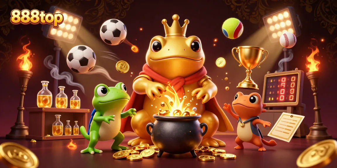 Experience thrilling wins at 888top with a dynamic show of sports elements, gold coins, and action.