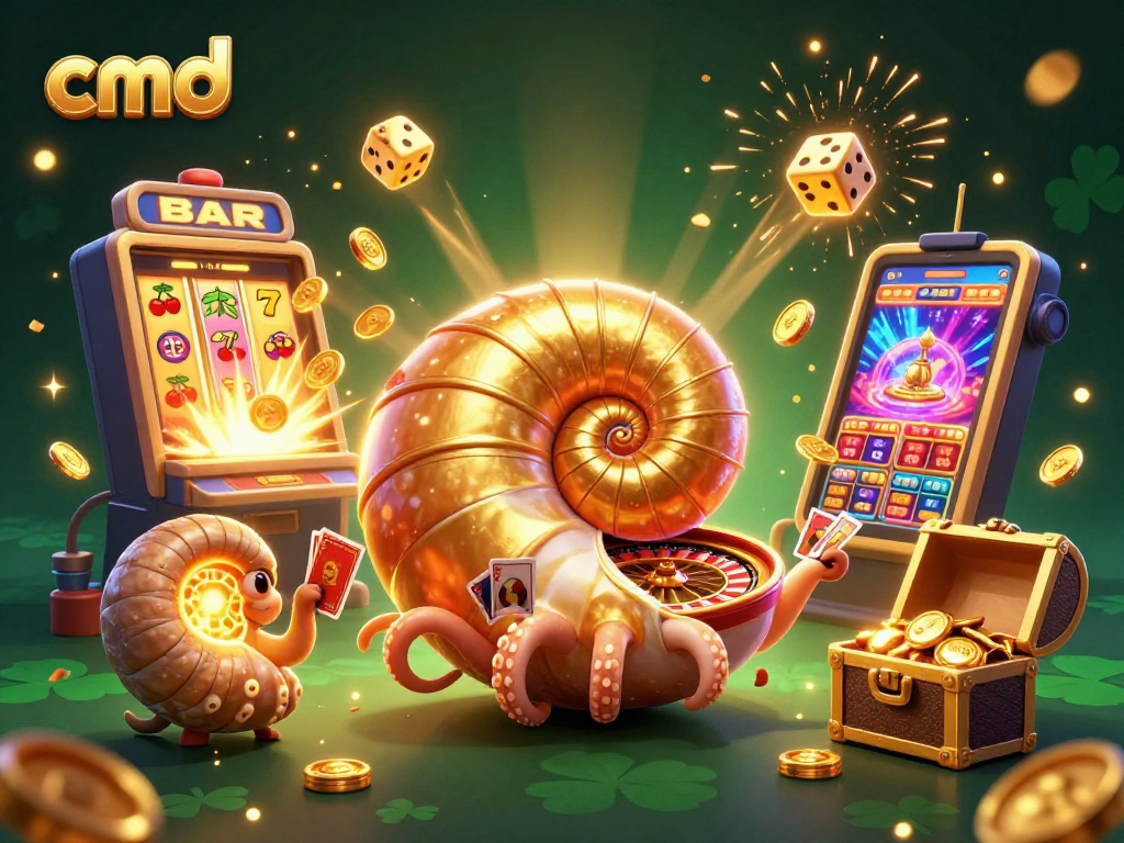 Play casino games with cmd on a vibrant 3D illustration featuring a nautilus roulette wheel.