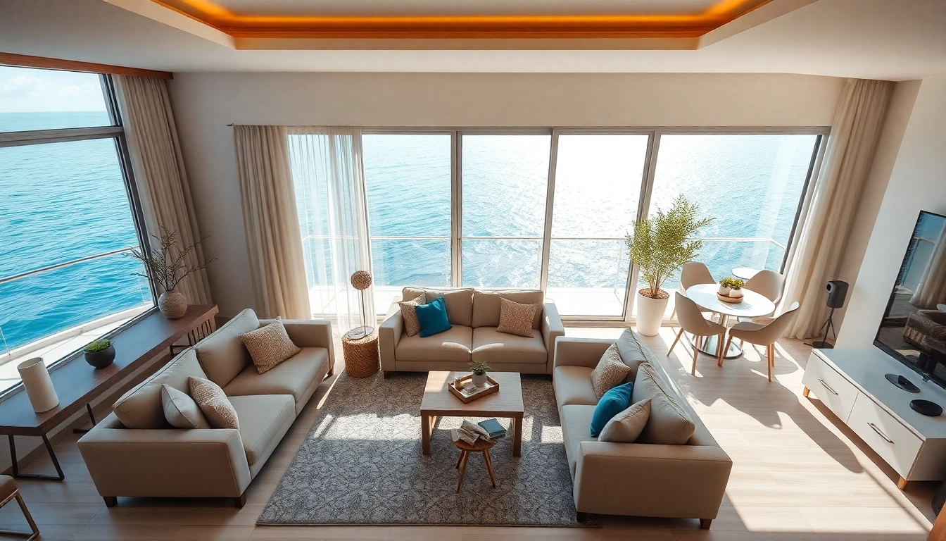 Modern living space showcasing alanya apartments for rent with stunning sea views and natural lighting.