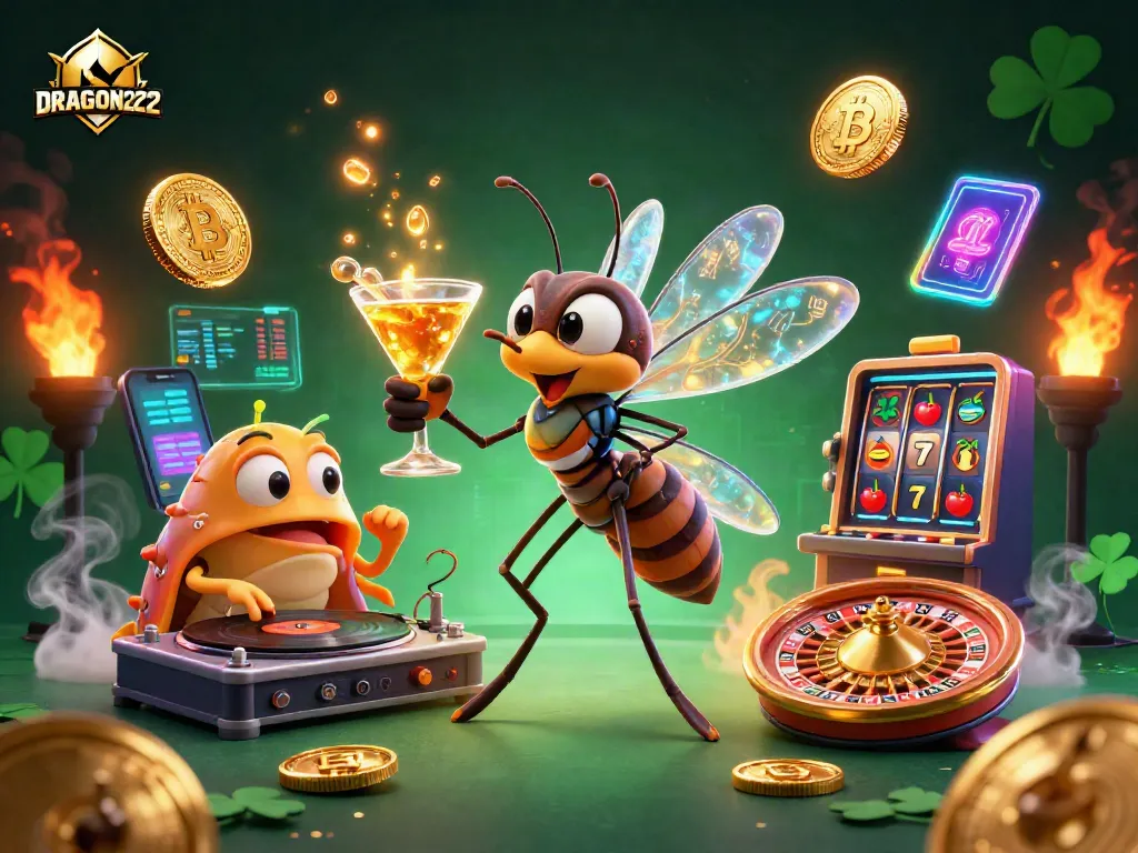 Spin to win with DRAGON222 featuring vibrant mascot and casino themes