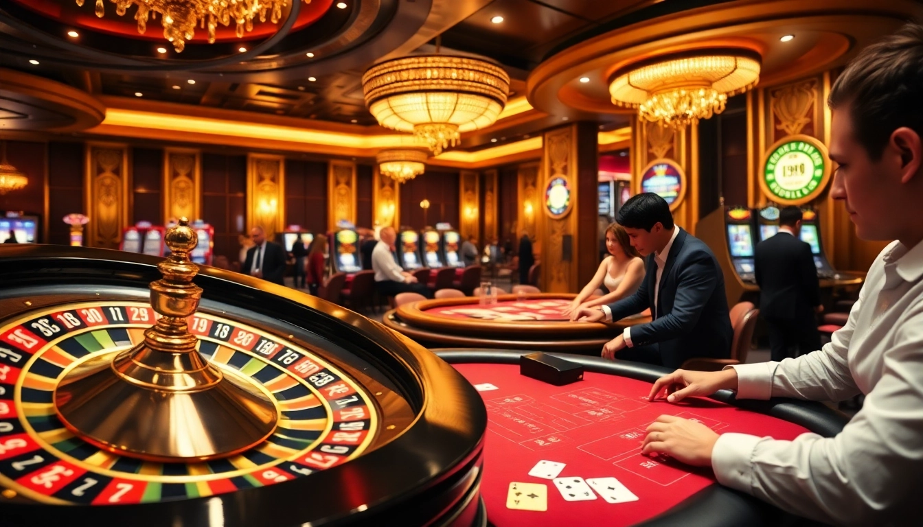 Players experience the excitement of casino games at mm88.br.com, surrounded by luxury gaming elements.