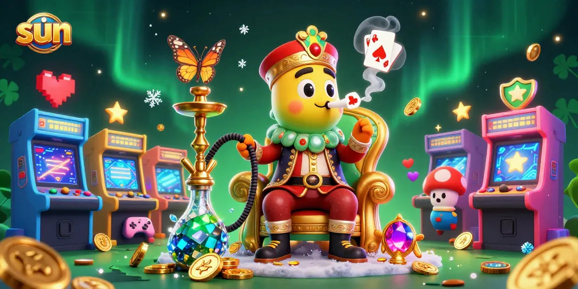 Play exciting casino games under the radiant sun with a unique caterpillar character and glowing slot machines.