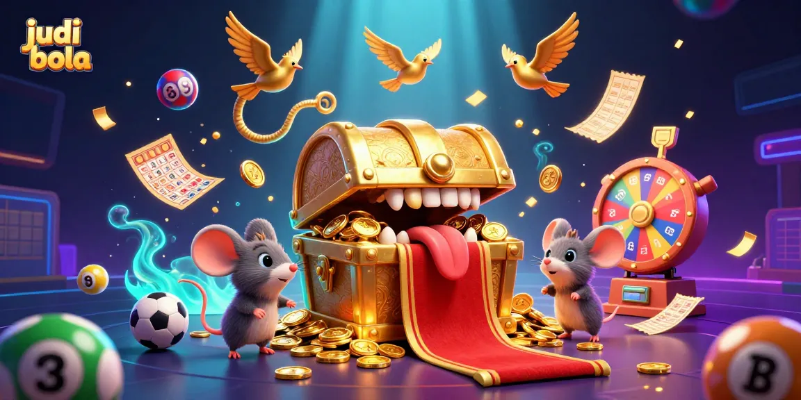 Engage in judi bola excitement with animated golden treasure chest and vibrant betting elements.