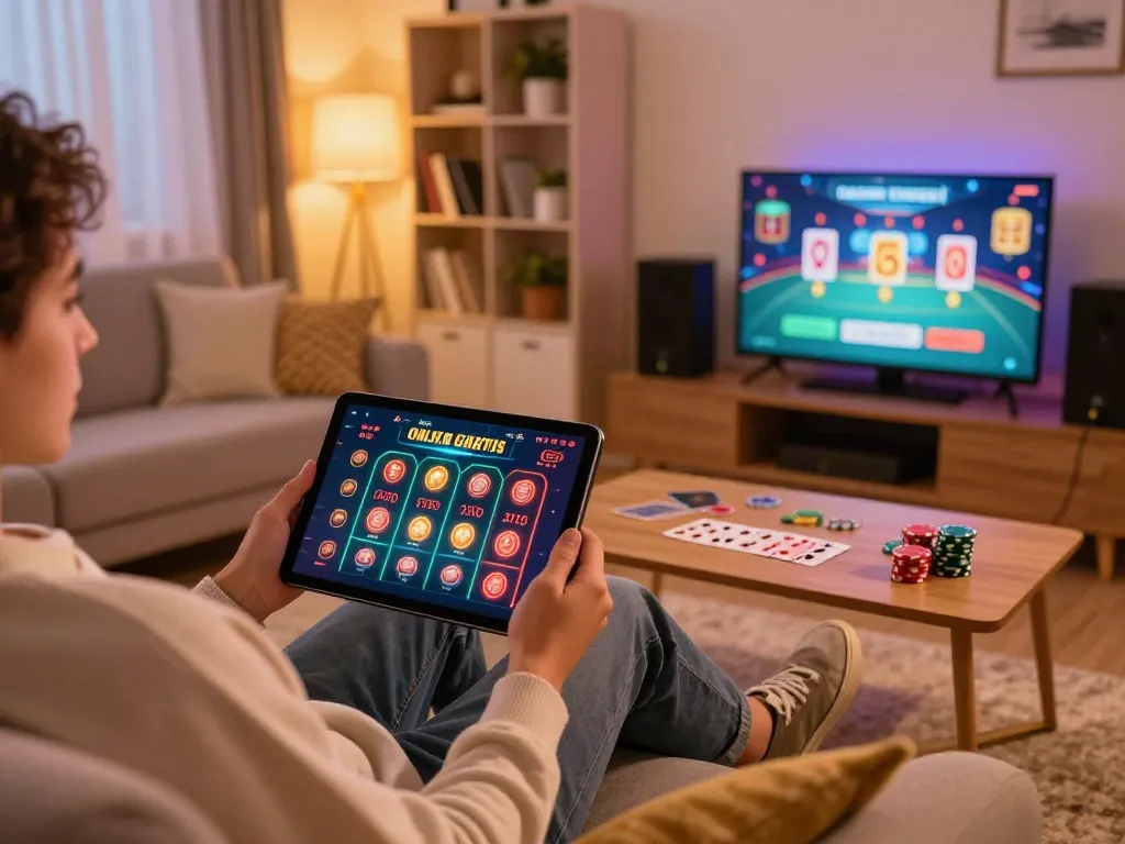 Engaging in casino online gratis senza registrazione through a tablet while relaxing at home.