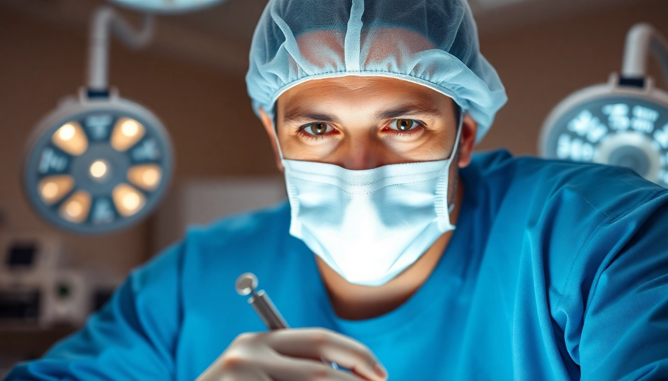 Erfahrene Fachkraft für Plastische Chirurgie Hamburg in einem modernen OP-Saal bei der Arbeit.