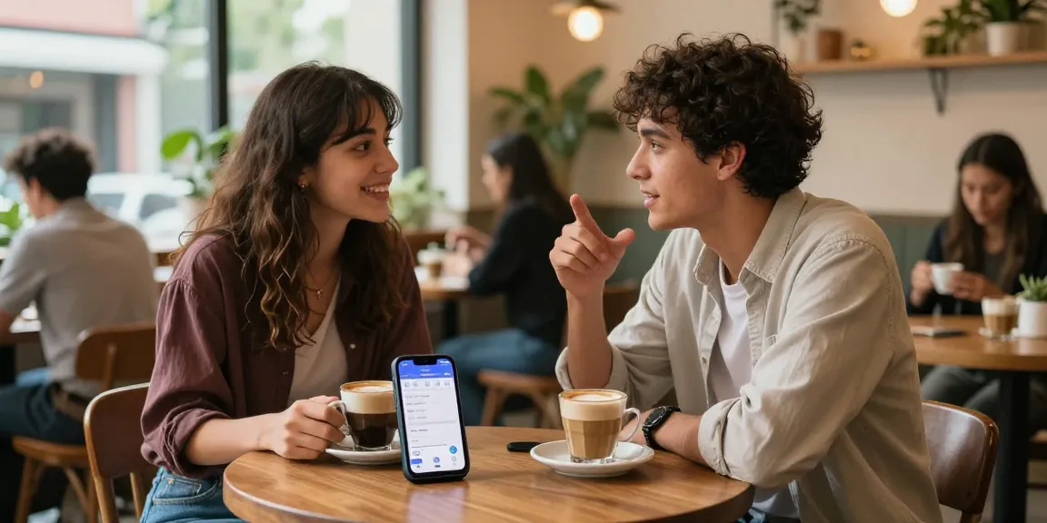 Couple enjoying a date while browsing a dating app, capturing the modern crush on conversation.