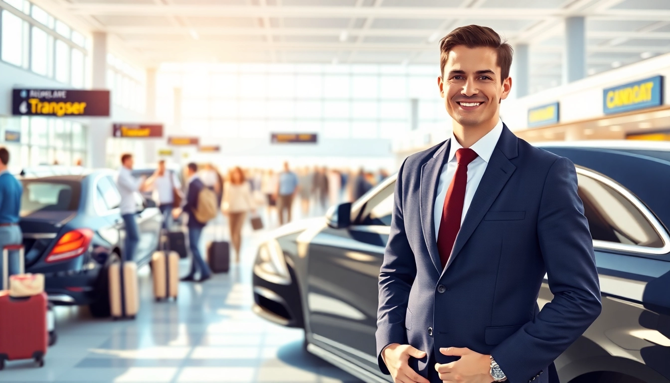 Experience seamless Private Airport Transfers with attentive drivers and luxury vehicles in a busy airport.