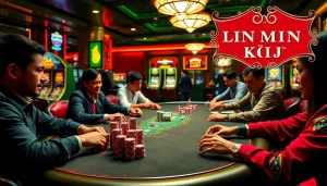 Players at LIÊN MINH KJC poker table showcasing intense strategy.