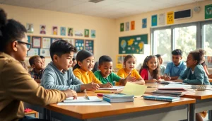 Fostering Education through active participation and engagement in a colorful classroom setting.