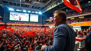 스포츠중계를 즐기는 관중들과 생동감 넘치는 경기장 풍경