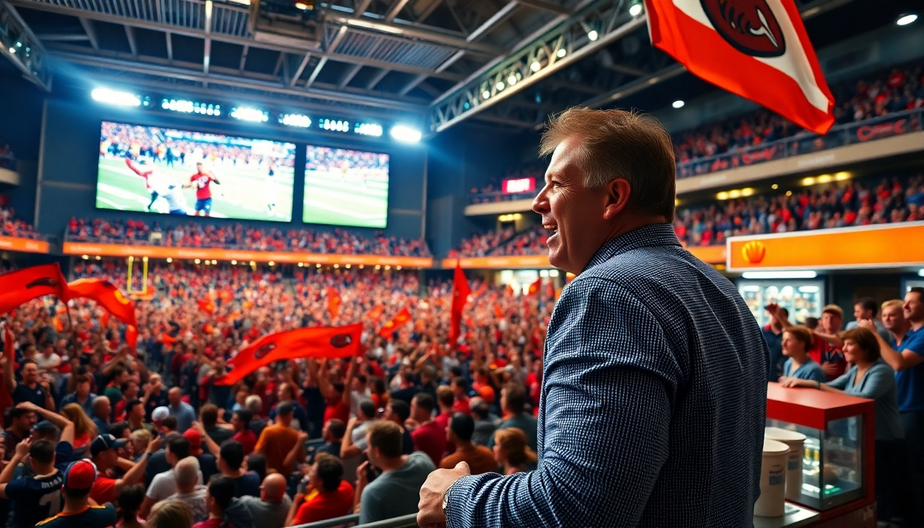 스포츠중계를 즐기는 관중들과 생동감 넘치는 경기장 풍경