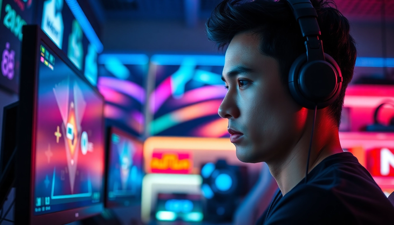 Menangkan permainan link domino88 game dengan gamer fokus yang bersemangat di ruang permainan modern.