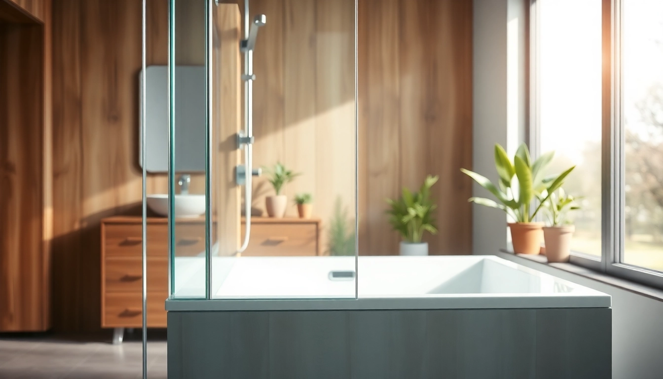 Admire le design élégant de la paroi de douche en verre trempé dans une salle de bain moderne.
