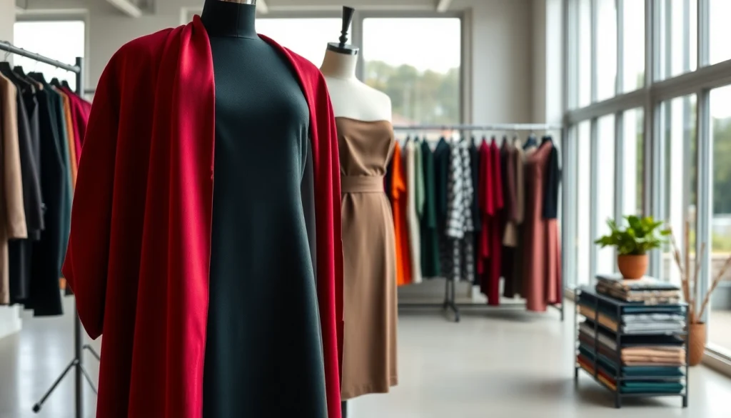 Punta di Roma stof in een professionele modeomgeving met stijlvolle jurk en kleurstalen