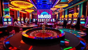 Engage in the excitement of roulette and MM88 winnings with vibrant casino tables.