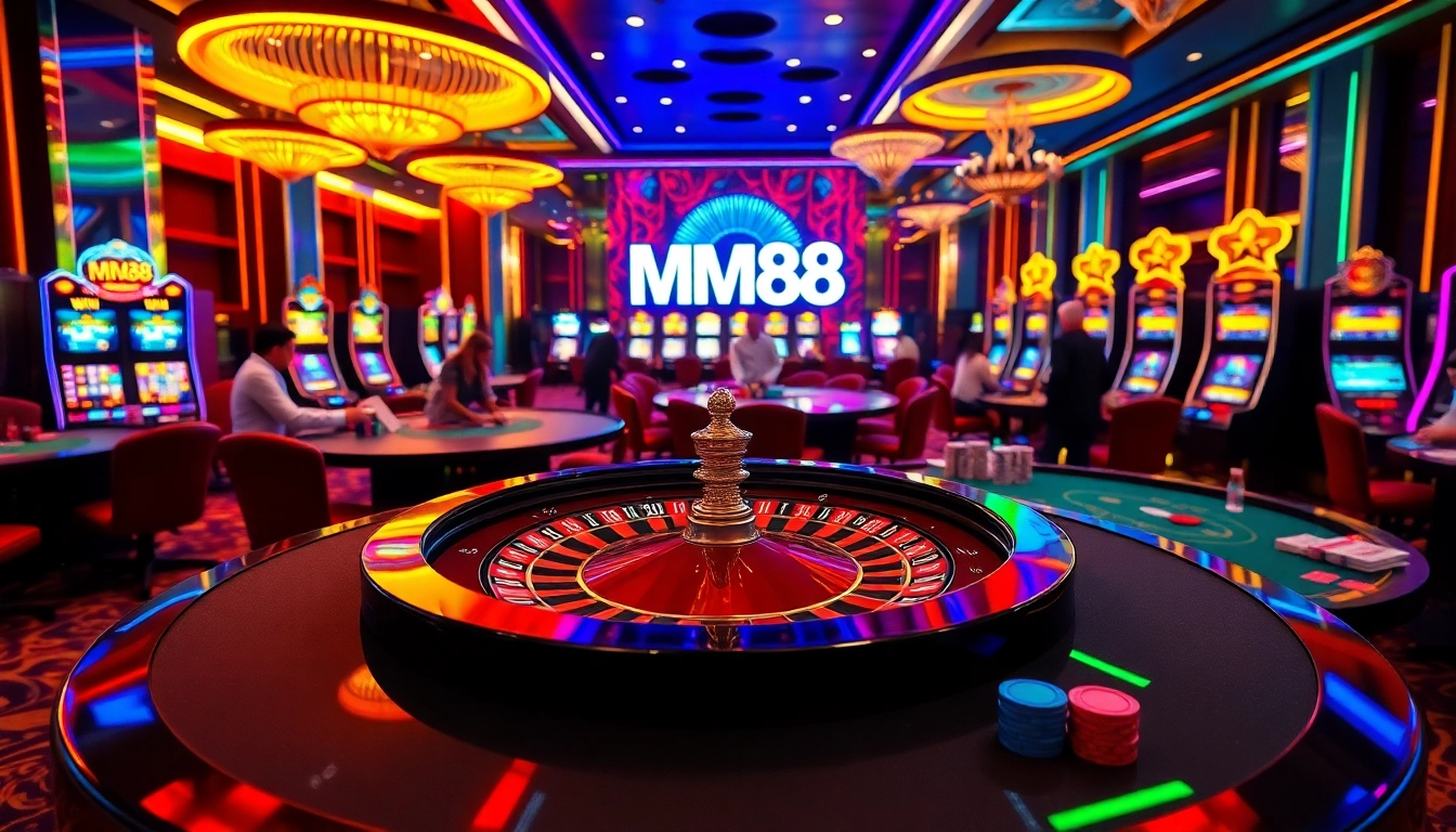 Engage in the excitement of roulette and MM88 winnings with vibrant casino tables.