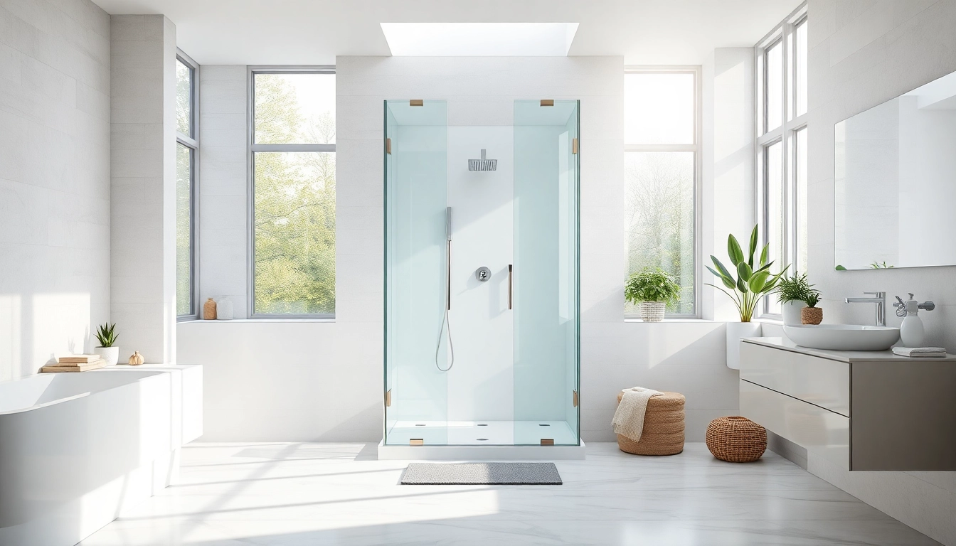 Benutzerdefinierte sonni Duschkabine in einem modernen Badezimmer, darunter helle Details und elegante Oberflächen.