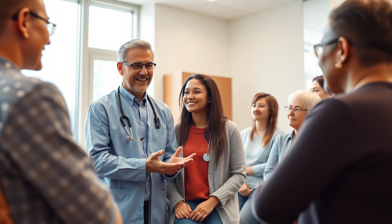 Healthcare provider discussing essential health topics with patients, fostering trust and well-being.