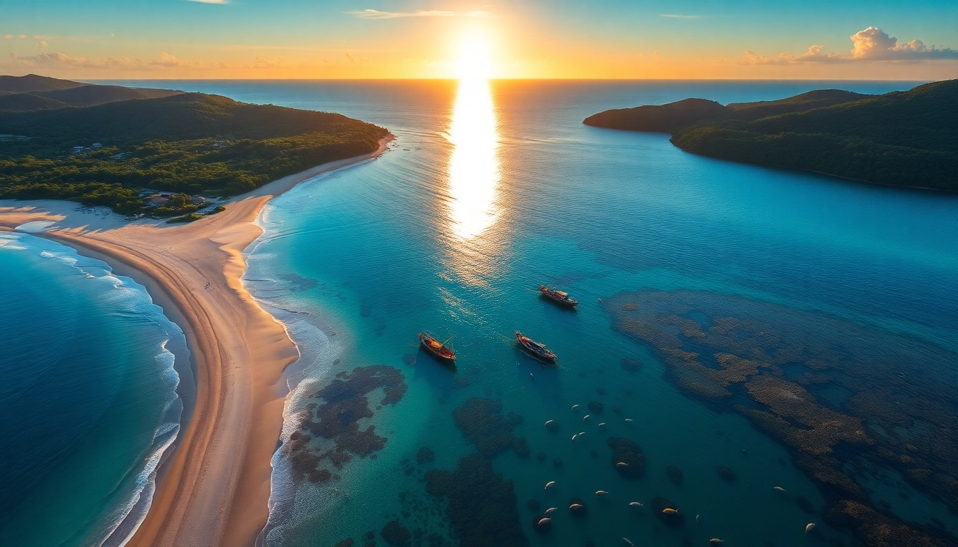 Onde fica Paripueira - Vista aérea das deslumbrantes praias de Paripueira e das piscinas naturais ao pôr do sol.