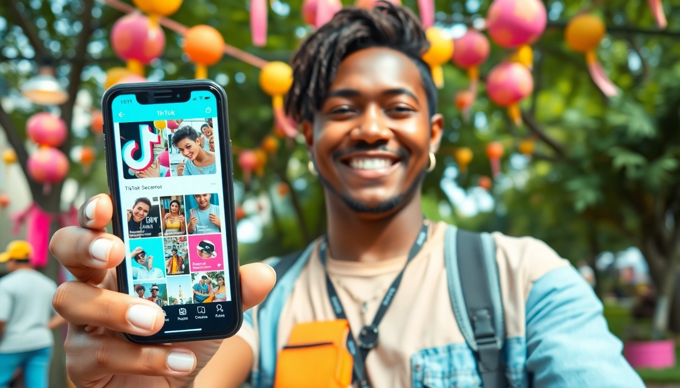 Showcasing paid links for TikTok creators, a creator interacts with followers amidst a vibrant atmosphere.