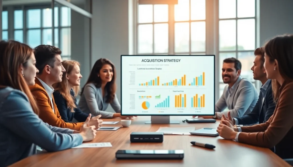 Engaged team in an acquisition planning meeting demonstrating effective collaborative strategies.