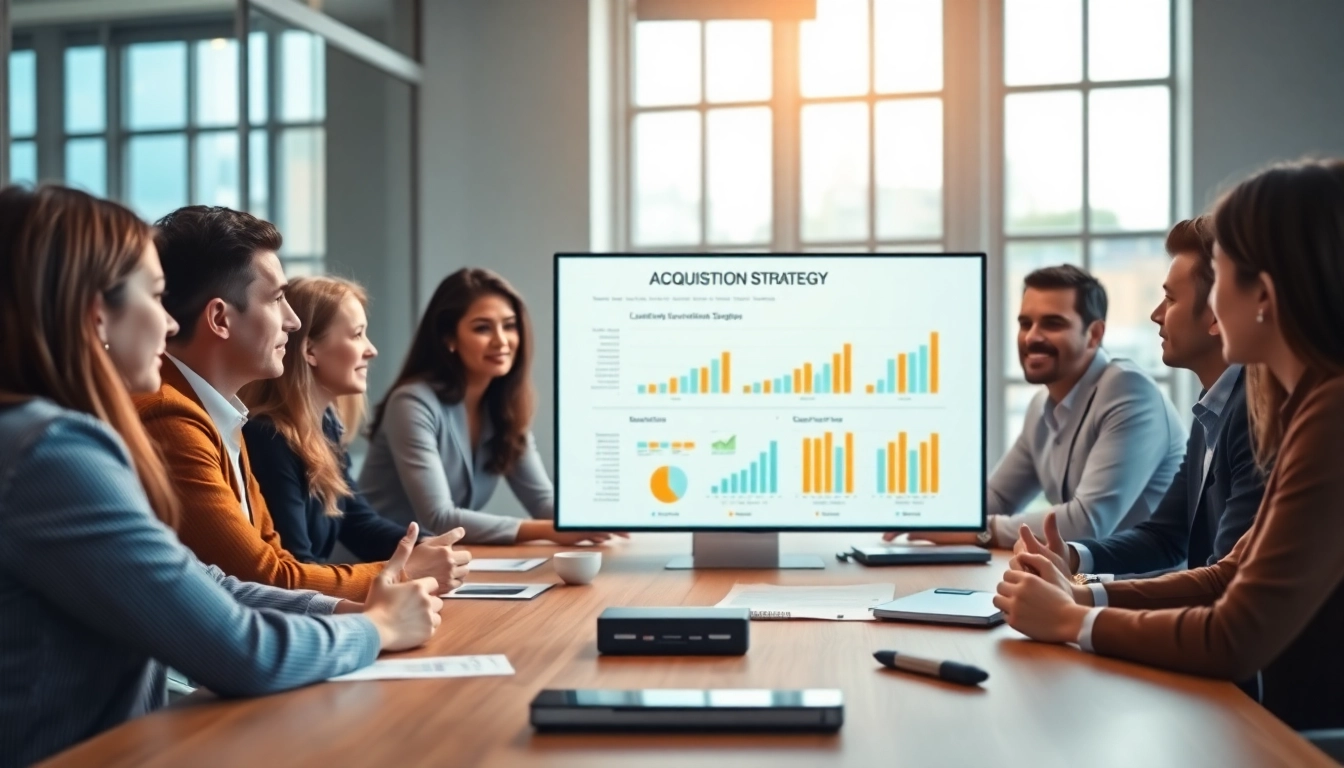 Engaged team in an acquisition planning meeting demonstrating effective collaborative strategies.