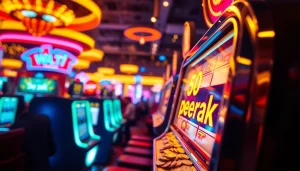 Menangkan taruhan menarik slot bet 50 perak di kasino dengan suasana ceria dan lampu berkilauan.